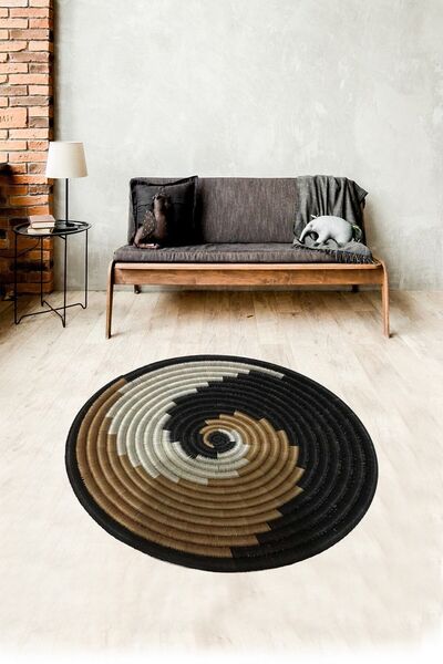 on the clouds Jüt Hasır Kilim Görünümlü Dijital Baskılı Kaymaz Taban Yıkanabi...