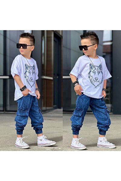 VOSVOSBABYSTORE Costum dublu Blue Wolf - Potrivire confortabilă