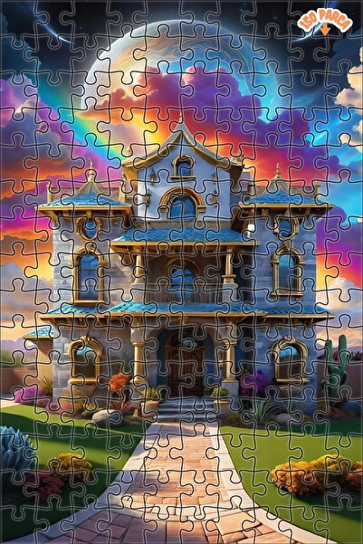 Teona Ahşap Ayışığı Masal Köşkü Dekoratif Çift Katlı Çerçeveli Asılabilir Ahş...