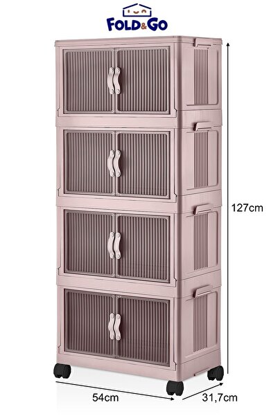 Fold&Go 4'Lü Portatif Organizer Tekerlekli Dolap ”Pudra” Çok Amaçlı Mıknatıs ...