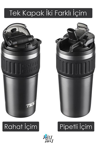 Vagonlife TKK 630 ML Special Series Steel Mug Coffee Cup with Straw/Comfortable Drinking 6 Hours Hot/12 Hours Cold Thermos -2