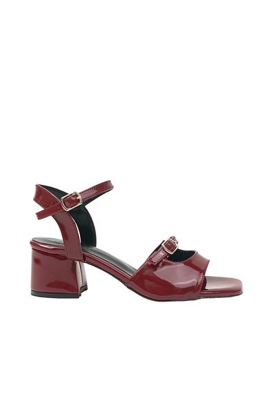 bescobel Claret Red Lakované Leather Dámské sandály Henma - 5 cm nízký podpatek