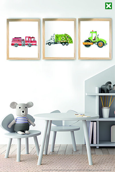 TABLOX Vatrogasna služba, reciklaža, traktor, pastelni set od 3 delova u mode...