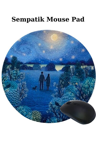 on the clouds Van Gogh Yıldızlı Geceler Kedi Kedi Köpek Desenli Mouse Pad Hal...