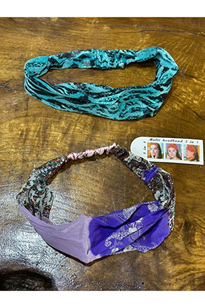 Gönülden Tasarım 2 Pieces Colorful Ethnic and Leopard Patterned Hair Band - Hair Accessory
