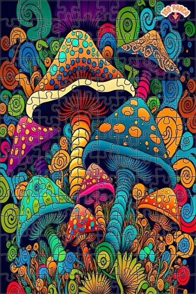 Teona Ahşap Renkli Rüya Mantarları Dekoratif Çift Katlı Çerçeveli Asılabilir ...