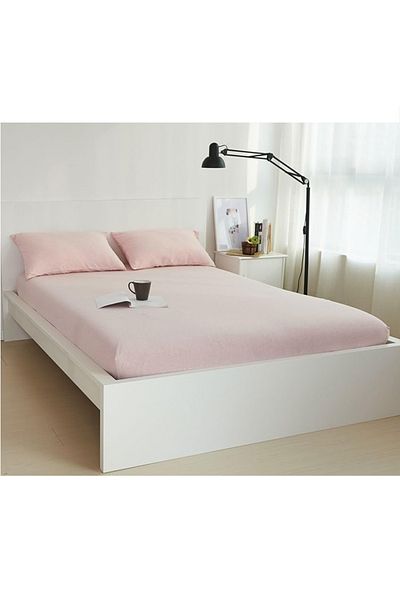Soft Colours ملاءة مطاطية مزدوجة وغطاء وسادة - 160x200 مسحوق