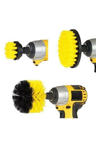 Genel Markalar Matkap Ucuna Takılan Temizlik Fırça Seti Fırça Başlık 3 Parça