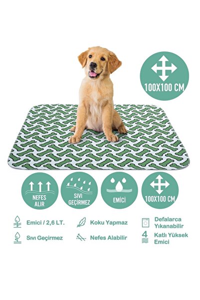 Careshop Abso 4 Katlı Yıkanabilir Emici Köpek Pedi Kemik Baskılı 100 X 100 cm