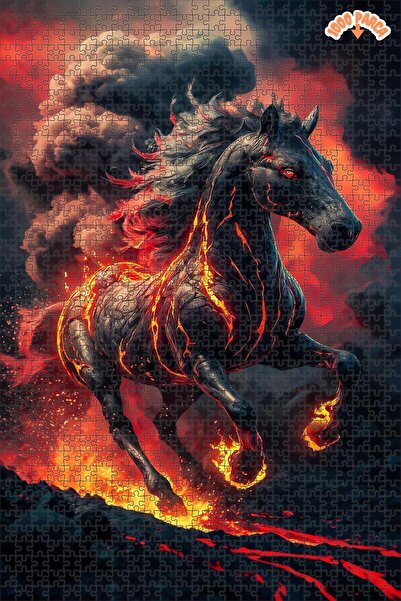 Teona Ahşap Volkanik At Dekoratif Çift Katlı Çerçeveli Asılabilir Ahşap Puzzl...