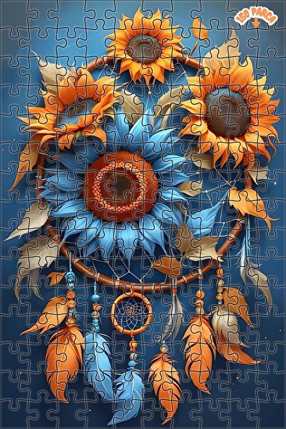 Teona Ahşap Güneş Çiçeği Rüya Yakalayıcı Dekoratif Çift Katlı Çerçeveli Asıla...