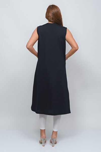 TUSSE Zippered Detailed Steel Knitwear Large Size Long Mother Vest