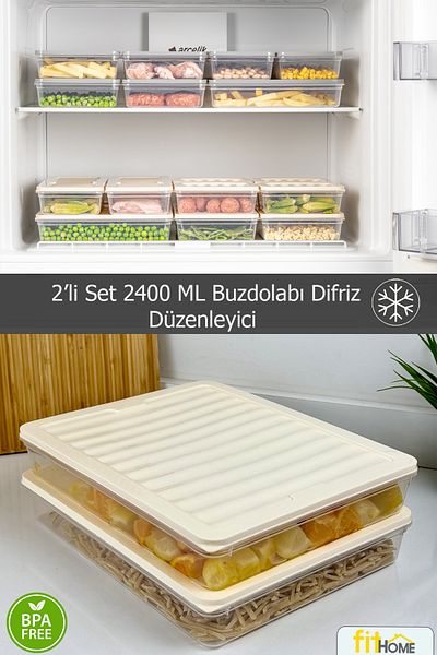 FİTHOME 2400 ml Microwave with 2 Refrigerator and Freezer Organizer Storage Container