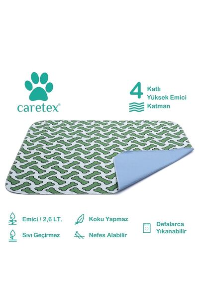 Careshop Abso 4 Katlı Yıkanabilir Emici Köpek Pedi Kemik Baskılı 100 X 100 cm