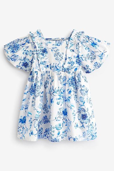 Next Baby 100% Cotton Blue Voven Dress