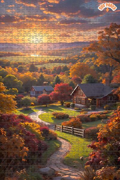 Teona Ahşap Sonbahar Rüyası Vadisi Dekoratif Çift Katlı Çerçeveli Asılabilir ...