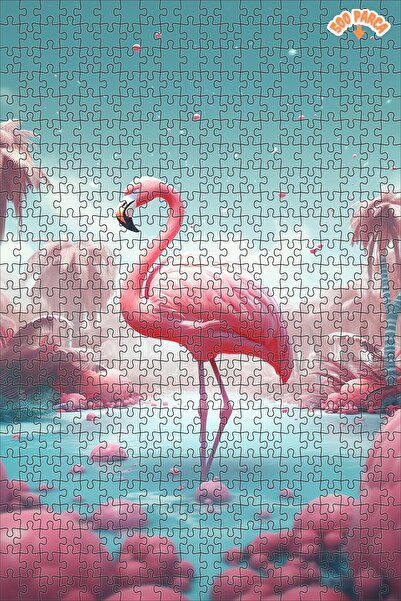 Teona Ahşap Pembe Flamingo Bahçesi Dekoratif Çift Katlı Çerçeveli Asılabilir ...