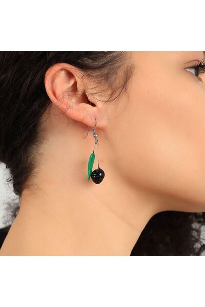 Atölye Şems Murano Cam Zeytin Küpe