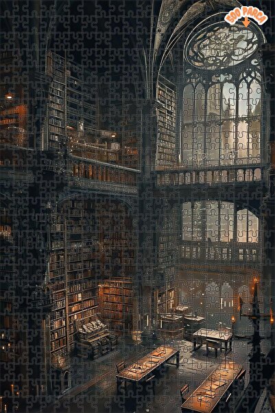 Teona Ahşap Gizemli Kütüphane Sessizliği Dekoratif Çift Katlı Çerçeveli Asıla...