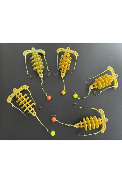 ALDOS Sazan Yaylı Hazır Takım 3 Iğneli Plastik Hamur Yaylı Rig Takım 5 Adet