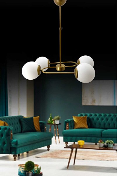 BSA LIGHTING GAYE 4'LÜ ESKİTME BOYALI MODERN AVİZE (BEYAZ CAMLI)