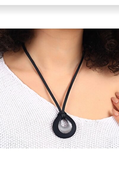 Atölye Şems Murano Cam Deri Ipli Kristal Tasarım Kolye