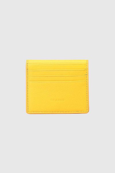 Grande 762 Genuine Leather Horizontal Magnet Card Holder Yellow