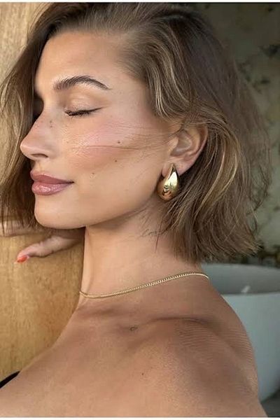 Glitter أقراط متدلية من الفولاذ الذهبي مقاس كبير