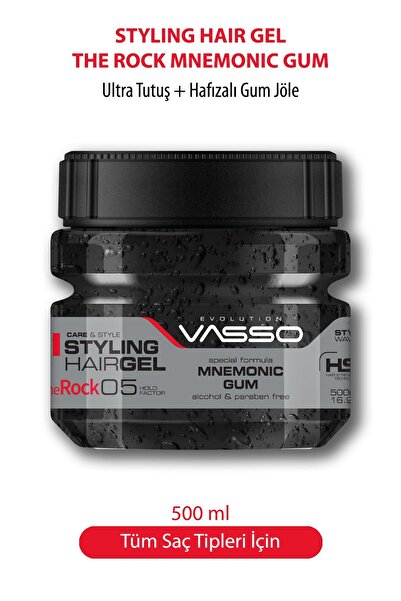 Vasso Men 24 Saat Ekstra Güçlü Tutuşlu Hafızalı Saç Jölesi The Rock Ultra Hol...