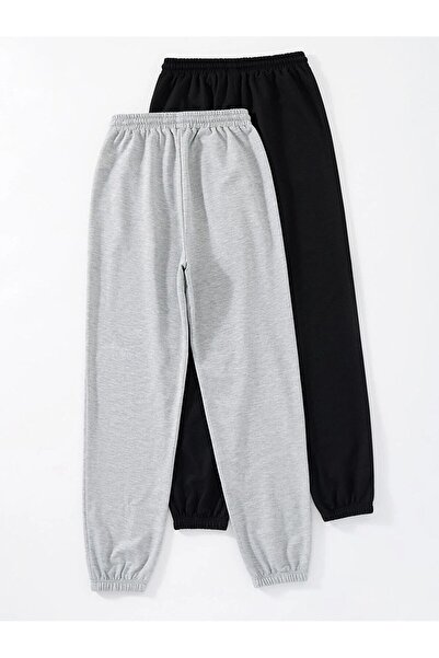 Boi Unisex Μαύρο και Γκρι εμπριμέ Oversize Jogger Sweatpants - Ελαστικό πόδι