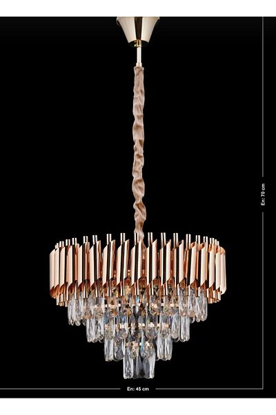 Betül Home Design Mira - 45' Crystal Stone Gold Luxury Chandelier