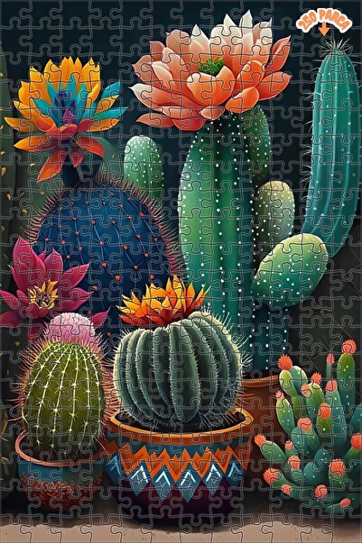 Teona Ahşap Renkli Çöl Bahçesi Dekoratif Çift Katlı Çerçeveli Asılabilir Ahşa...