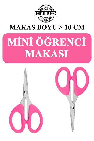 xolo 3 Adet Pembe Ofis Kırtasiye Makası Çok Amaçlı Makas 10Cm Mini Makas Kağıt El İşi Makası XS001