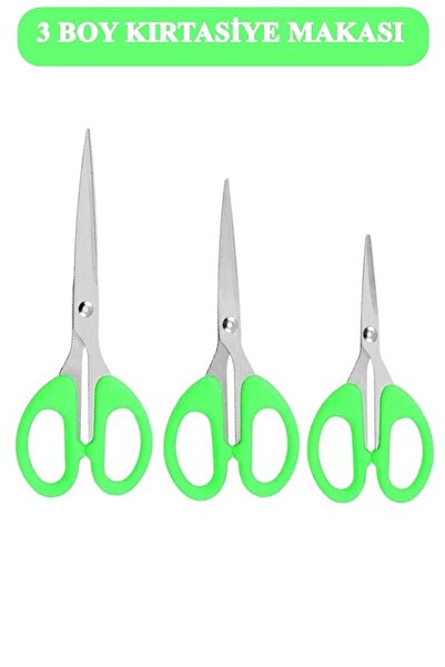 xolo 3 Adet Yeşil Ofis Kırtasiye Makası Çok Amaçlı Makas 10 11 13 Cm Mini Makas Kağıt El İşi Makası XS134