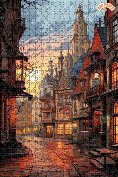 Teona Ahşap Şehirde Akşam Yürüyüşü Dekoratif Çift Katlı Çerçeveli Asılabilir ...