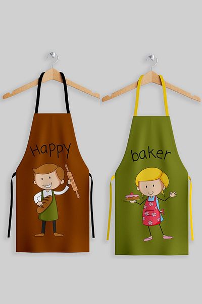 AYSHOME مجموعة مريلة مطبخ للكبار من Ays Home Happy Chefs مكونة من قطعتين
