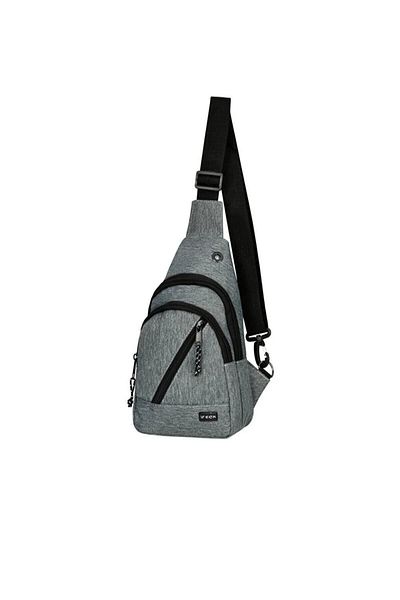 Dadacuq Unisex γκρι λινό ύφασμα σταυρός τριών διαμερισμάτων καθημερινή τσάντα ώμου Bodybag Ddcq-550