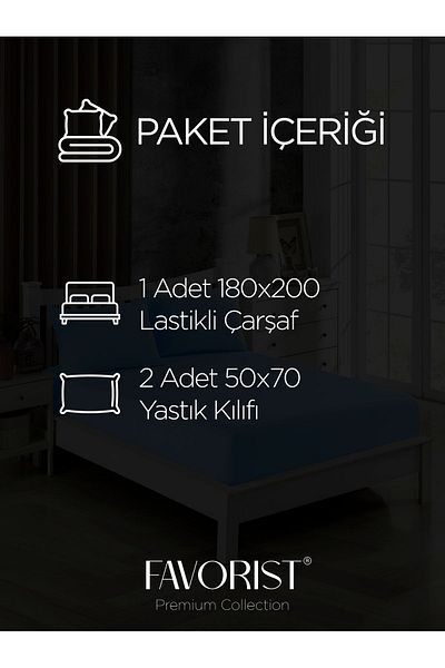 FAVORİST Anthracite Oversize Elastic Sheet Set - 180x200, 2 Pillowcases