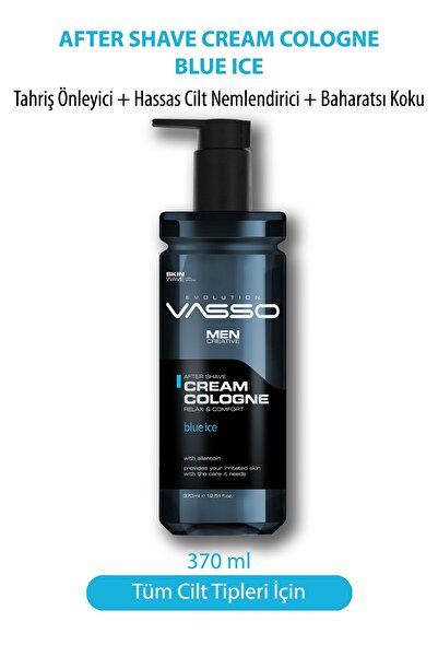 Vasso Men Tıraş Sonrası Tahrişi Önleyici Krem Kolonya (BALSAM) Blue Ice 370 ml