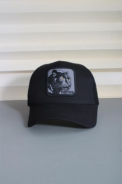 cappello Unisex Black Sports Panther Figured Hat - Adjustable with Back 24Sapkapnt
