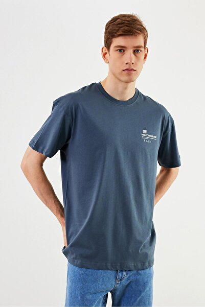 mmetalic Tricou oversize pentru bărbați Leo, 100% bumbac, cu imprimeu, cu det...