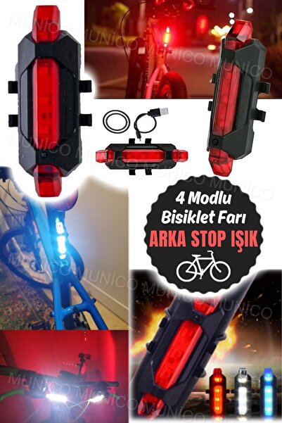 Munico Bisiklet Gece Sürüşleri İçin Belirgin Arka Led Işık Spot Lambası Aydın...