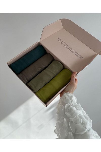 hijabchi Set of 4 Combed Cotton Shawl - Jersey Shawl, Lycra Hijab