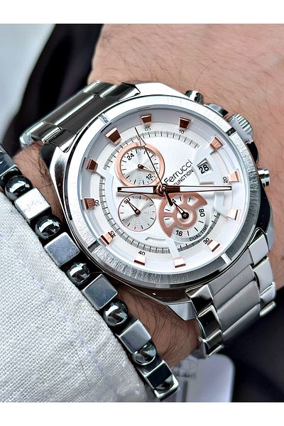 Ferrucci men's Silver Colored Wristwatch and Bracelet Gift Set - Steel Cord, Functions Active