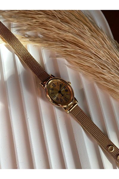 QUARTZ Rubsey Vintage Women's Wristwatch - Straw Cord, Minimal Design, Gold Color