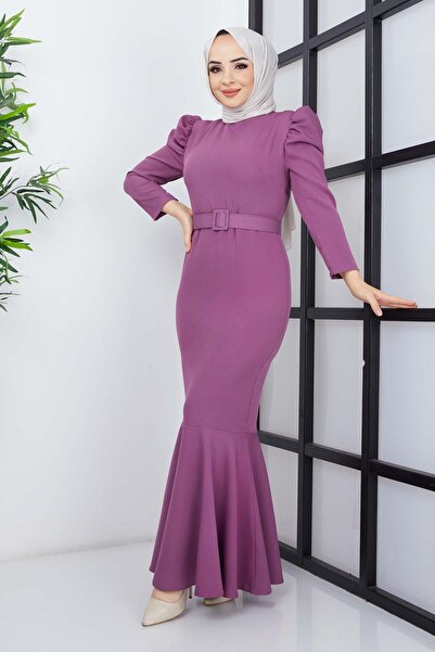 marwella Balık Elbise - Koyu lila