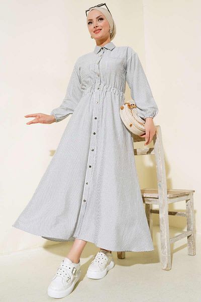 YILMAZBARMAZ Women's Metal Button Dress