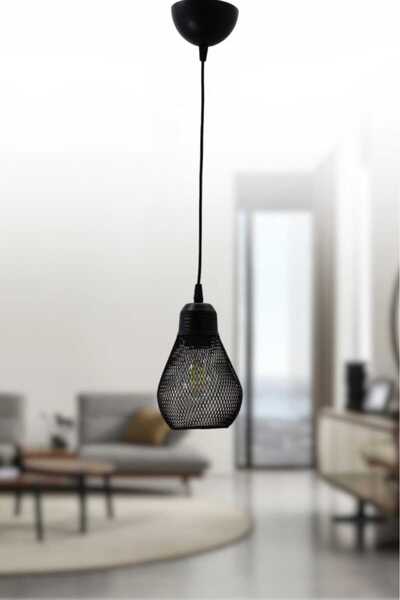 BSA LIGHTING NİL TEKLİ SİYAH SARKIT MODERN AVİZE (BAŞLIK KISMI METALDİR)