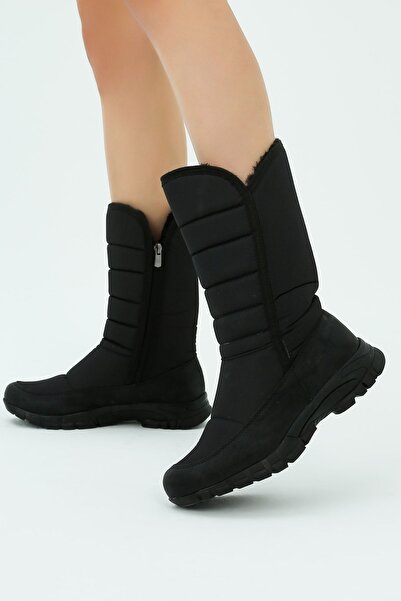 Pierre Cardin Kadın Siyah Su Geçirmez Kürklü Uzun Kar Botu