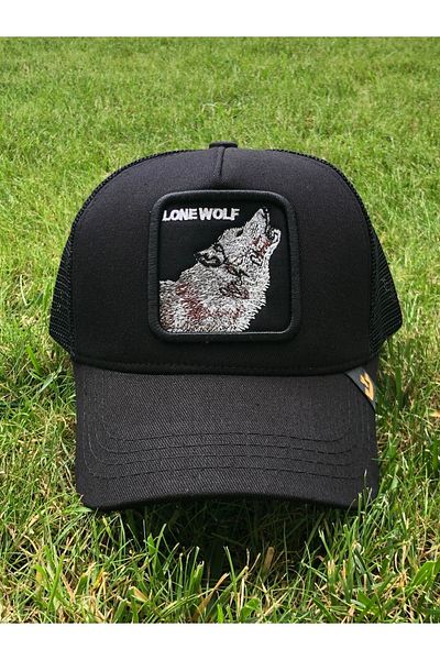 hamze Gorin Model Wolf Figure Black Color Mesh Cap Hat